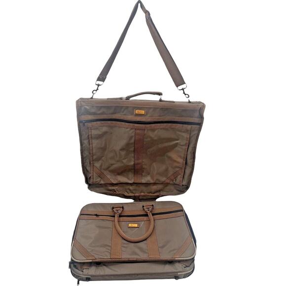 Oleg Cassini Luggage Travel Bag Folding Suitcase Suit/Garment Combo Retro Set - Picture 1 of 12